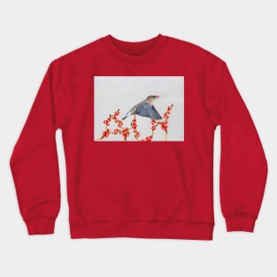 Cedar Waxwing with a Berry to Go Crewneck Sweatshirt